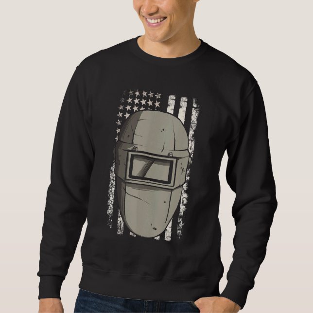 Welder American Flag Usa Patriotic Welder Mask Sweatshirt (Front)