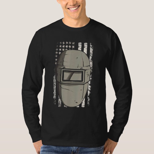 Welder American Flag Usa Patriotic Welder Mask T-Shirt (Front)