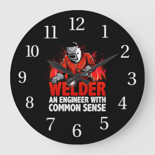 Welder An Engineer With Common Sense Large Clock