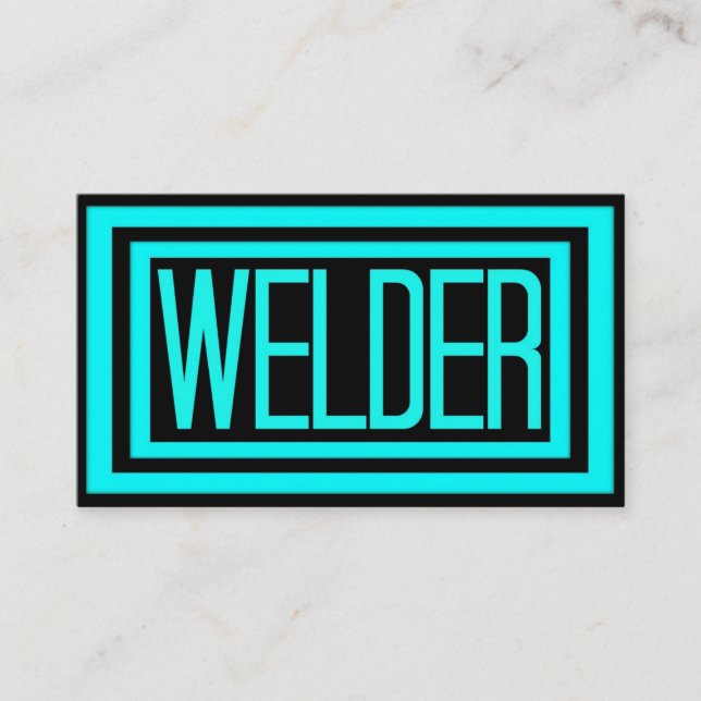 Welder Black and Teal Matted Frame Business Card (Front)