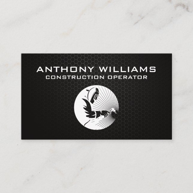 Welder |  Carbon Fiber Pattern Business Card (Front)