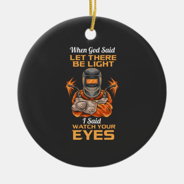 Welder Ceramic Ornament (Front)