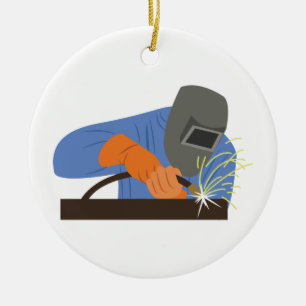 Welder Ceramic Ornament