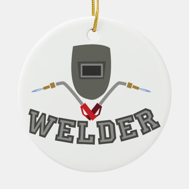 Welder Ceramic Ornament (Front)