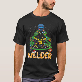 Welder Christmas Tree Holiday Pajamas Family Match T-Shirt
