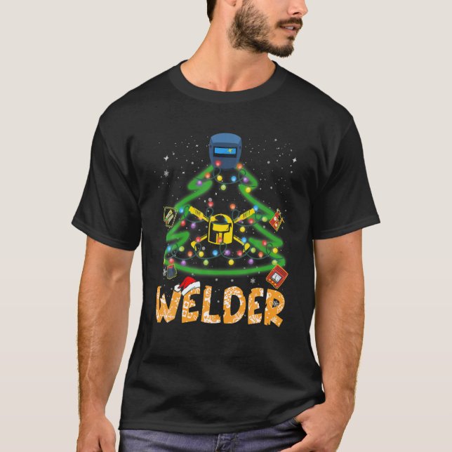 Welder Christmas Tree Holiday Pajamas Family Match T-Shirt (Front)
