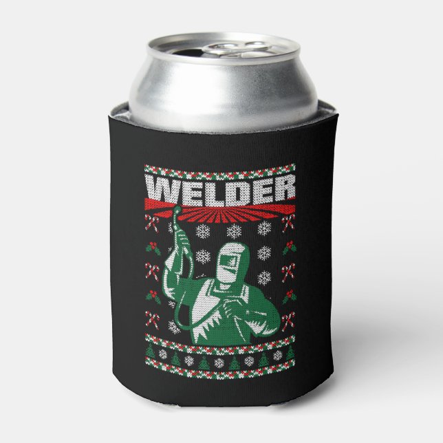 Welder Christmas Ugly Sweater Can Cooler (Can Front)