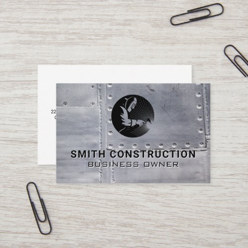 Welder Construction Logo  Metal Sheets Rivets Business Card