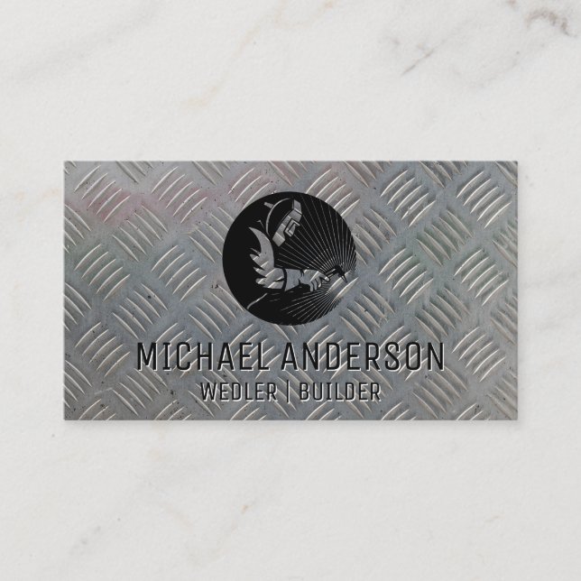 welder | construction | Metal Steel Plate Business Card (Front)