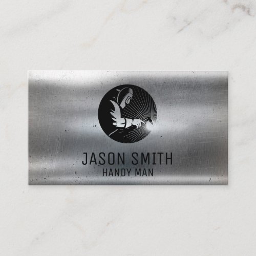 welder  construction  Metallic Business Card