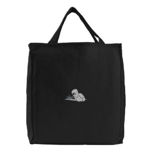 welder design embroidered tote bag