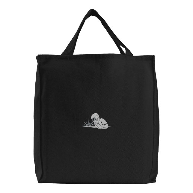welder design embroidered tote bag (Front)