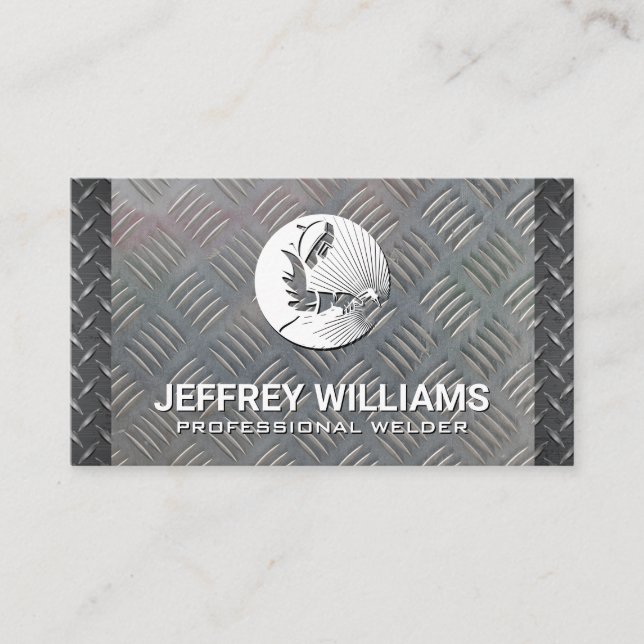 Welder | Diamond Plated Steel Business Card (Front)