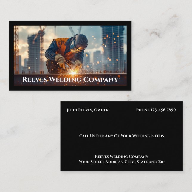 Welder Fabricator Contractor Service Business Card (Front/Back)