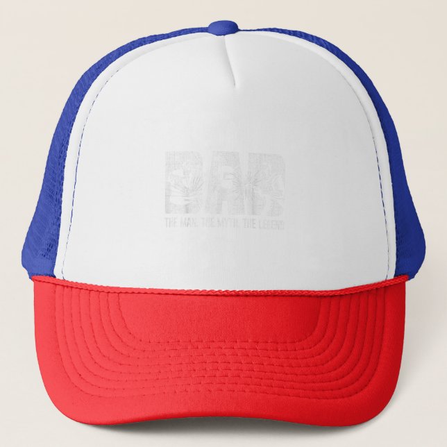 Welder Funny Welding Dad Man Myth Legend Trucker Hat (Front)