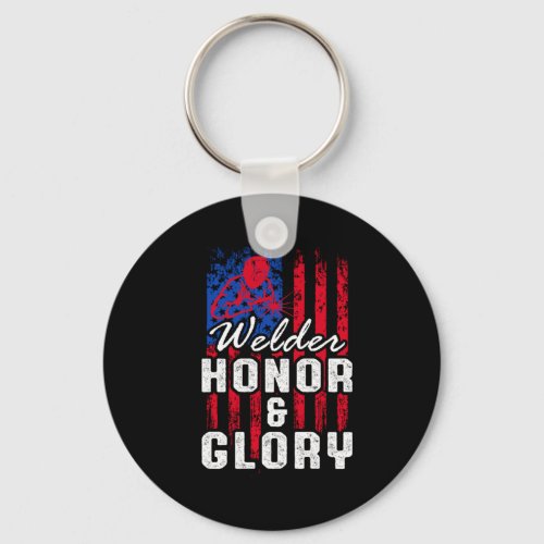 Welder Honor Glory American Flag Welding Job Gift Keychain