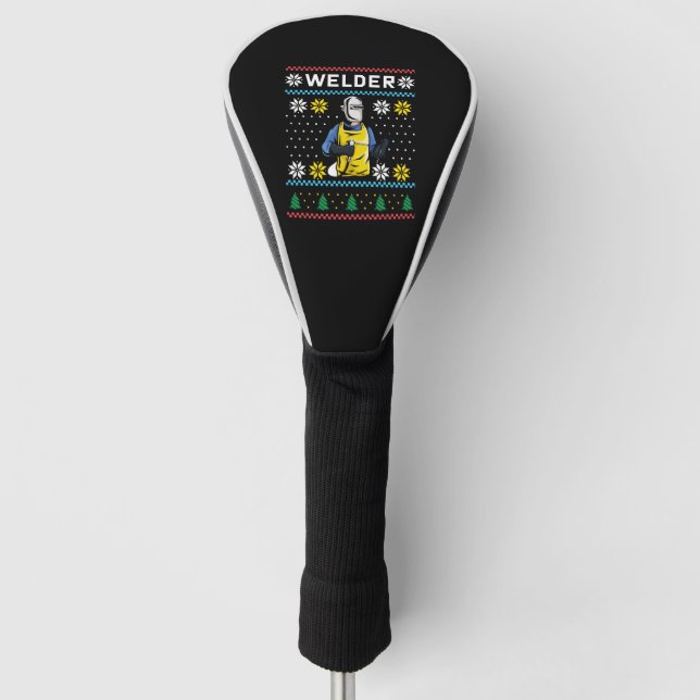 Welder Knit Ugly Christmas Sweater Gift Golf Head Cover (Front)