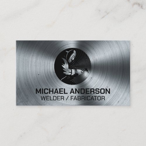 Welder Logo  Brushed Metal Business Card