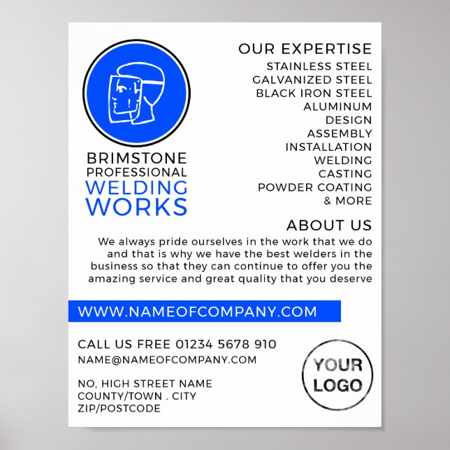 Welder Logo, Metal Worker, Welder Advertising Poster (Front)