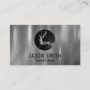 Welder Logo   Metallic Gray Background  Business Card