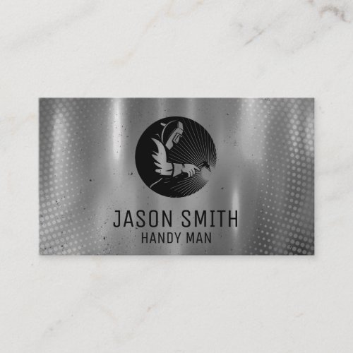 Welder Logo  Metallic Gray Background  Business Card