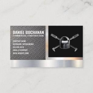 Welder Logo   Metallic Steel Background Business Card