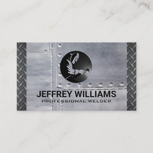 Welder  Metal Rivets  Diamond Plated Steel Business Card