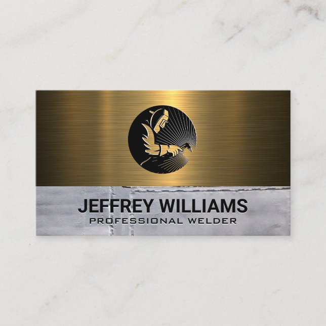 Welder | Metal Rivets | Metallic Business Card (Front)