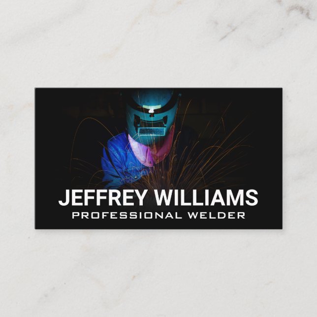 Welder | Metal Rivets | Sparks Business Card (Front)