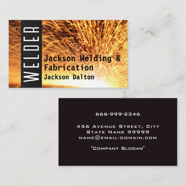 Welder | Metal Rivets | Sparks  Business Card (Front/Back)