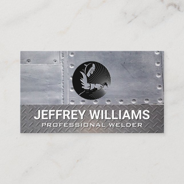 Welder | Metal Rivets | Steel Business Card (Front)
