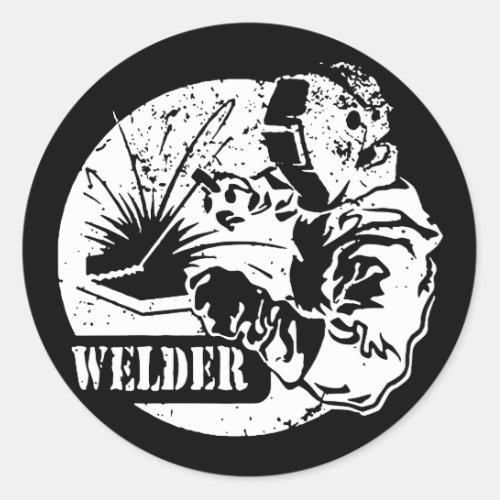 Welder Metal Worker Mask Sparks Torch Steel Weld T Classic Round Sticker