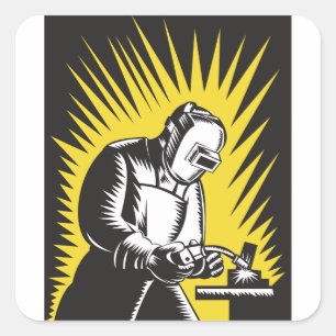 Welder Metal Worker Welding Retro Square Sticker