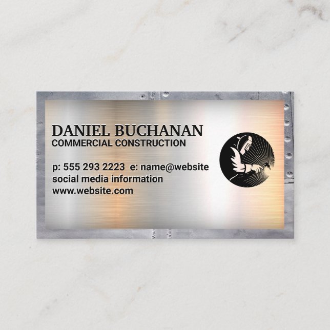 Welder | Metallic | Steel and Rivets Business Card (Front)