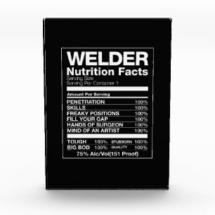 Welder Nutrition Facts Acrylic Award