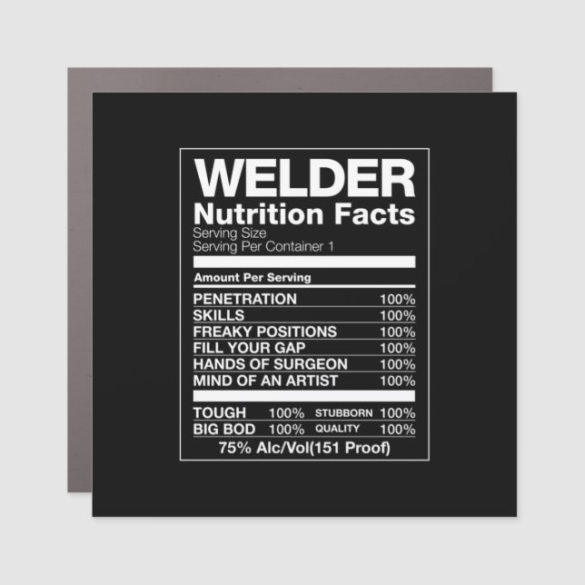 Welder Nutrition Facts Car Magnet (Front)