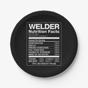 Welder Nutrition Facts Paper Plates