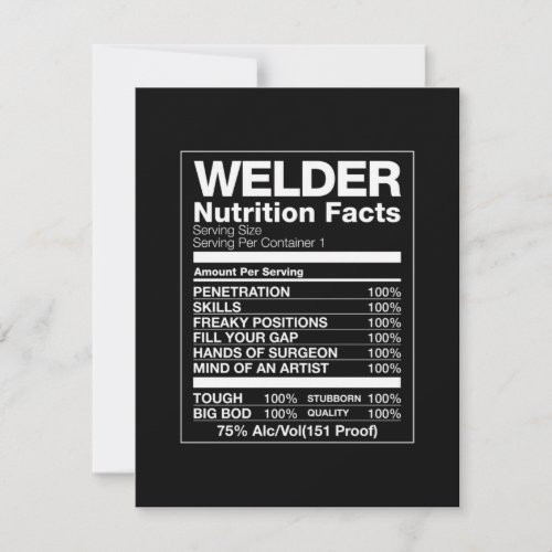 Welder Nutrition Facts Thank You Card