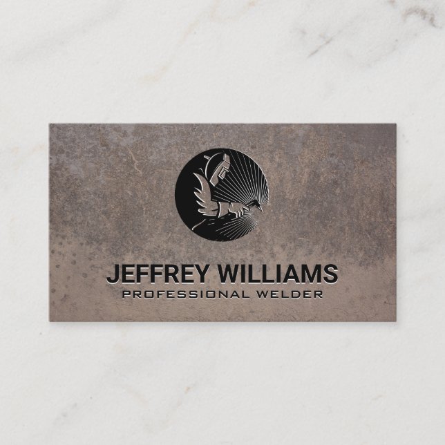 Welder | Old Rusted Metal Business Card (Front)