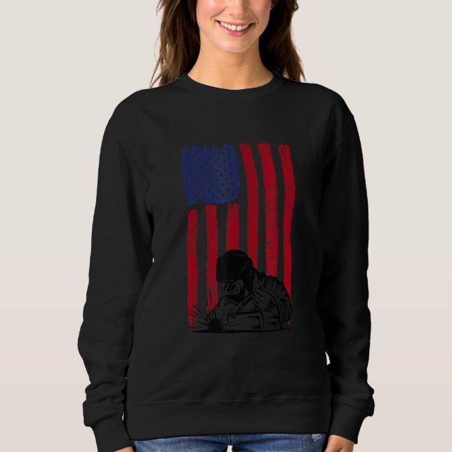 WELDER - Patriotic American Flag Welder Fun Weldin Sweatshirt (Front)