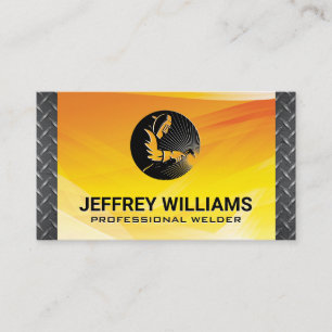 Welder Plated Steel Fire Background Business Card