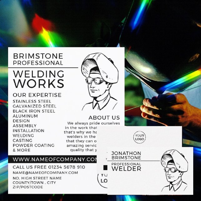 Welder Portrait Sketch, Metal Worker, Welder Business Card (Creator Uploaded)