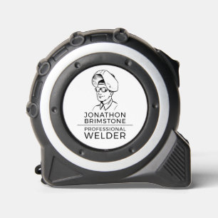 Welder Portrait Sketch, Metal Worker, Welder Tape Measure