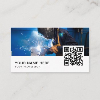 Welder Qr Code  Business Card by _PixMe_ at Zazzle