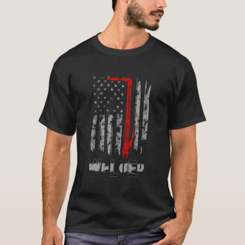 Welder Red Line American Flag Shirt Usa Patriotic 