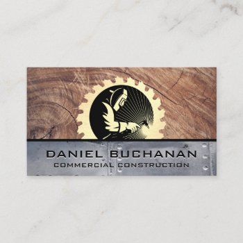 Welder Saw | Wood Metal Rivets | Construction Business Card by lovely_businesscards at Zazzle