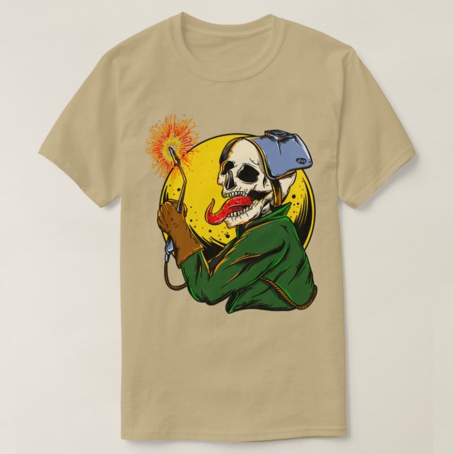 Welder Skull Fire  T-Shirt (Design Front)