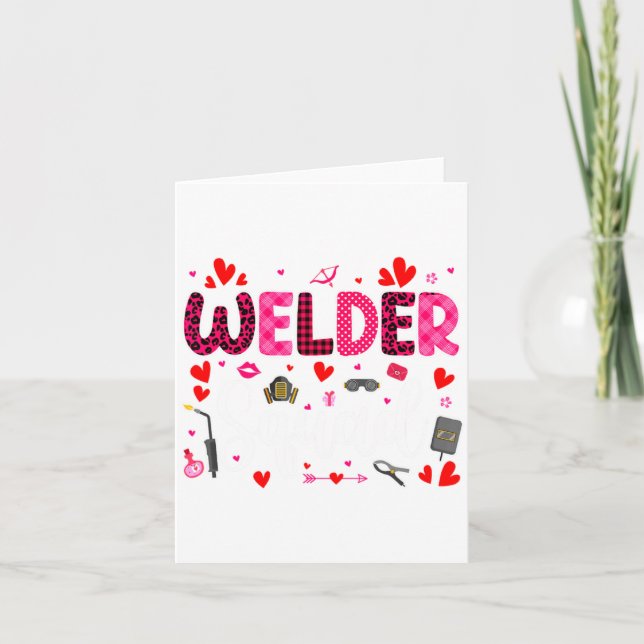 Welder Squad Cute Tools Hearts Costume Valentines  Card (Front)