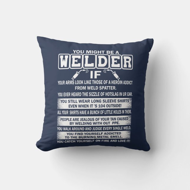 Welder Throw Pillow (Front)