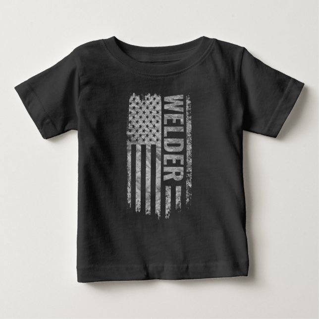 Welder USA Flag Distressed design Baby T-Shirt (Front)